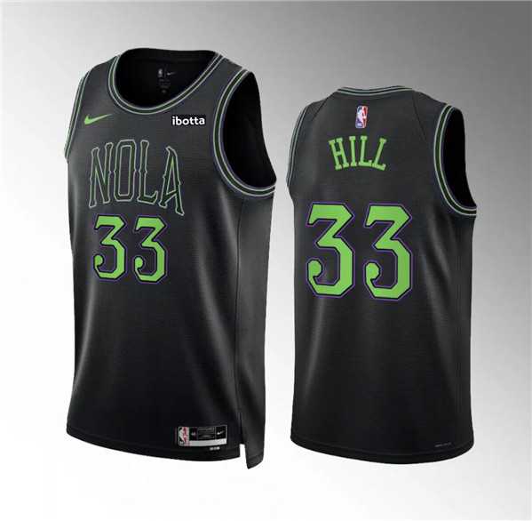 Men%27s New Orleans Pelicans #33 Malcolm Hill Black City Edition Stitched Basketball Jersey Dzhi